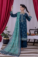 3 Piece - Arfa Unstitched Navy Ladies Transliminor Magic Print Lawn Suit