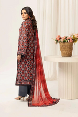 3 Pieces - Haya By Legends Unstitched Dark Gray Printed Lawn Suit