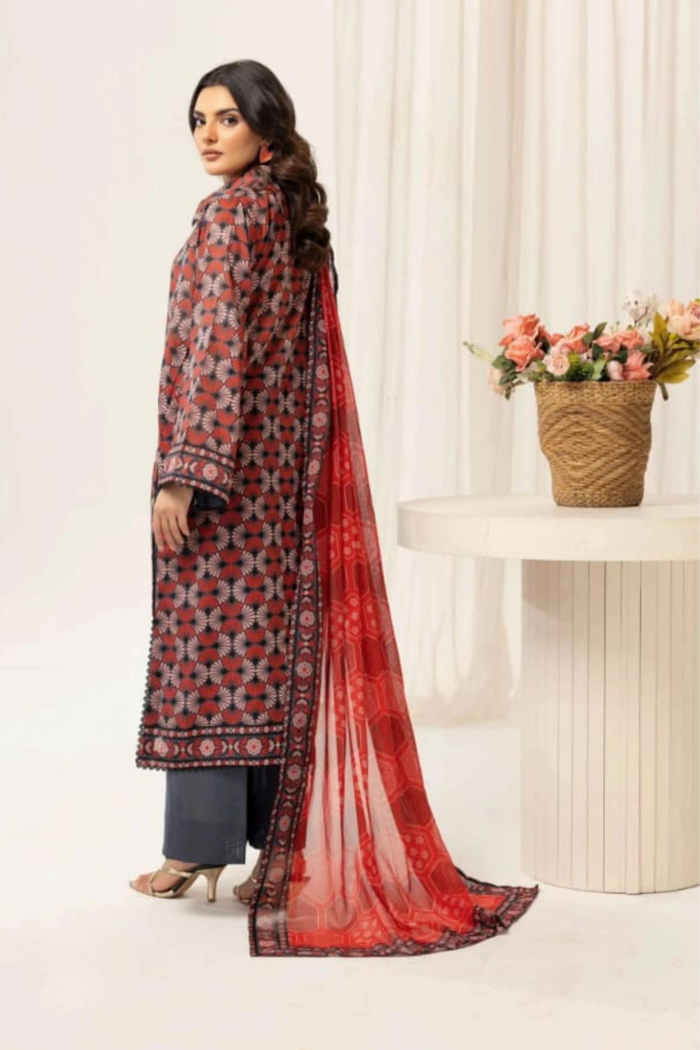 3 Pieces - Haya By Legends Unstitched Dark Gray Printed Lawn Suit
