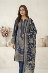 3 Pieces - Marooj Unstitched Navy Blue Transliminor Magic Print Lawn Suit