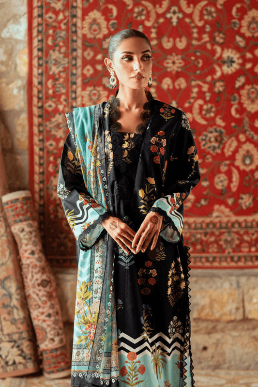 3 Pieces - GulAhmad Unstitched Dark Purple Printed Lawn Suit