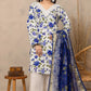 3 Pieces - Regalia Unstitched Off White Fancy Zari Dupatta Printed Shirt Lawn Suit