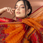 3 Pieces - Regalia Unstitched Red Fancy Zari Dupatta Printed Shirt Lawn Suit