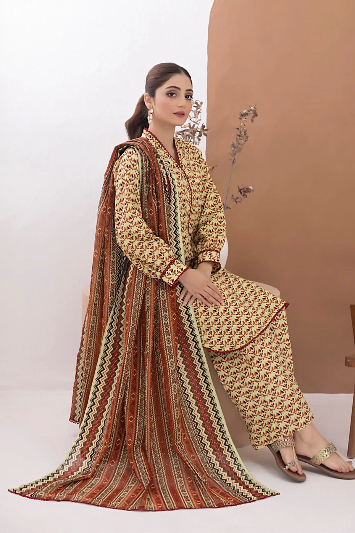 3 Pieces - Regalia Unstitched Lemon Printed Lawn Suit