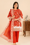 3 Pieces - GulAhmed Unstitched Red Printed Khaddar Suit
