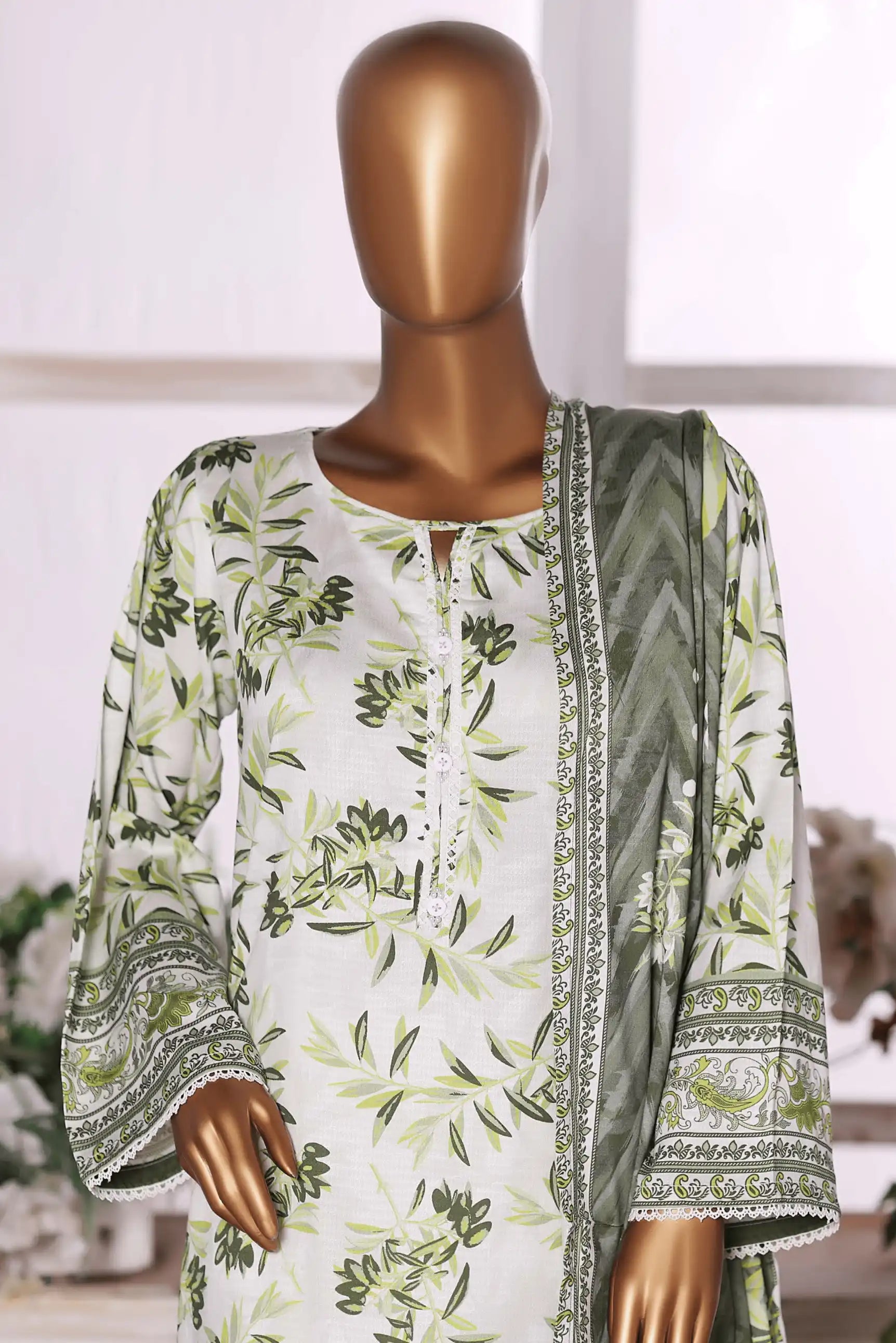3 Pieces - Riwayat Unstitched Sea Green Dobby Viscose Suit
