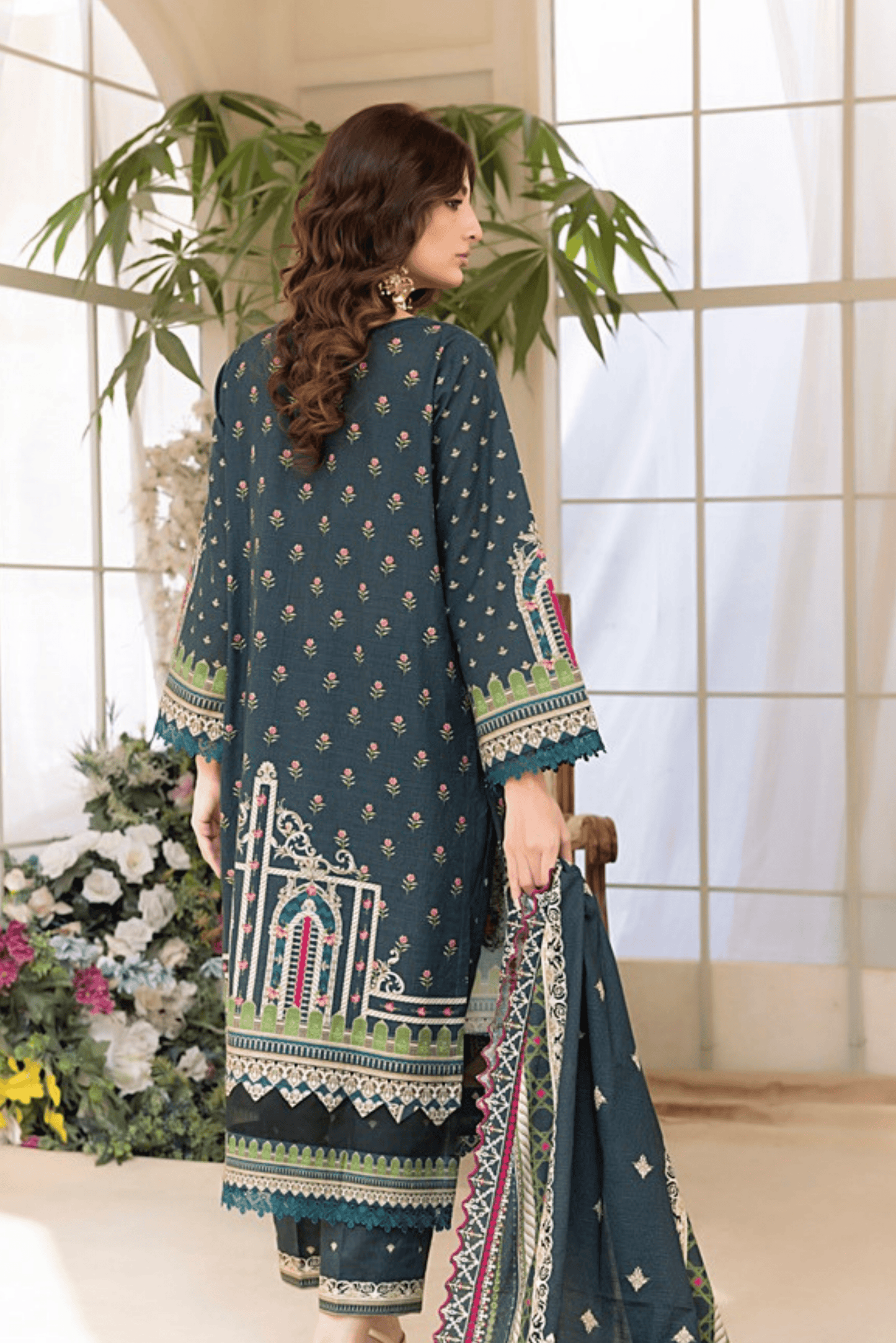 3 Pieces - Regalia Stitched Dark Gray  Embroidered Khaddar Suit