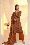 3 Pieces - Regalia Unstitched Mustard Printed Khaddar Suit