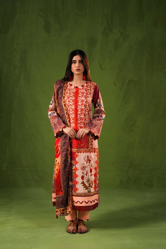 3 Piece: Aangan By Paltar Unstitched Cream Ladies Lawn Suit
