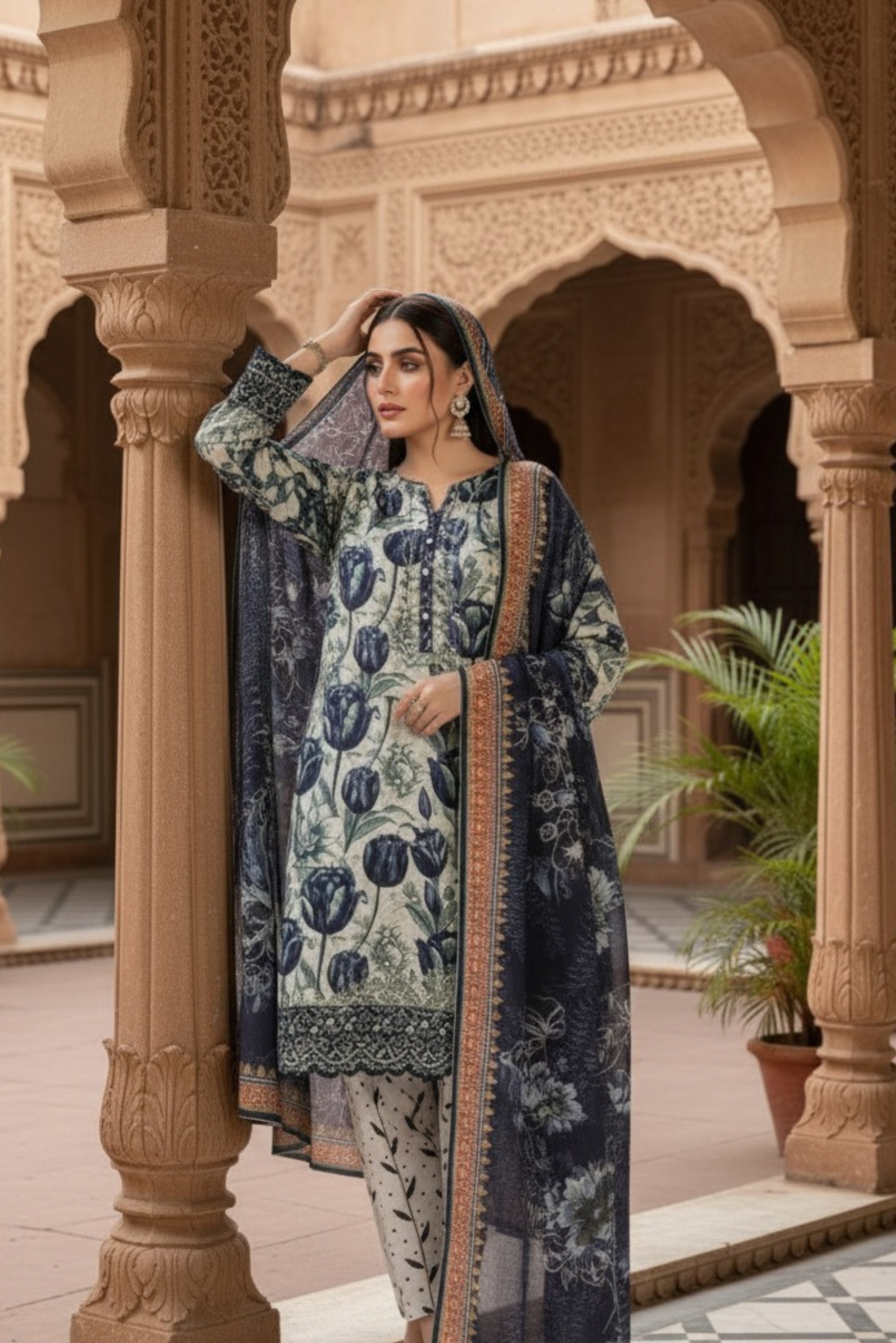 3 Pieces - Marooj Unstitched White BanaDora Linen Suit