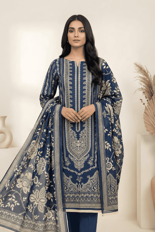 3 Pieces - Marooj Unstitched Navy Blue Transliminor Magic Print Lawn Suit