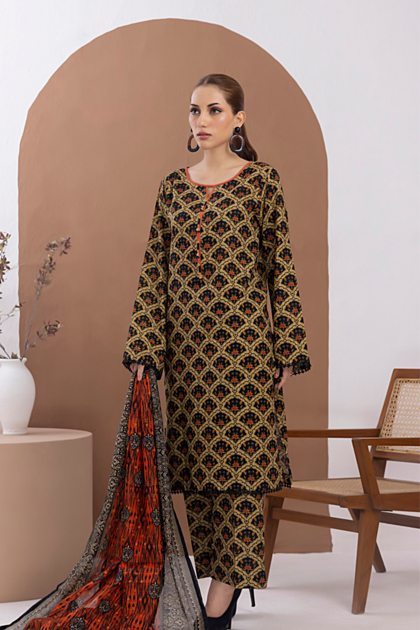 3 Pieces - Regalia Unstitched Black Printed Lawn Suit