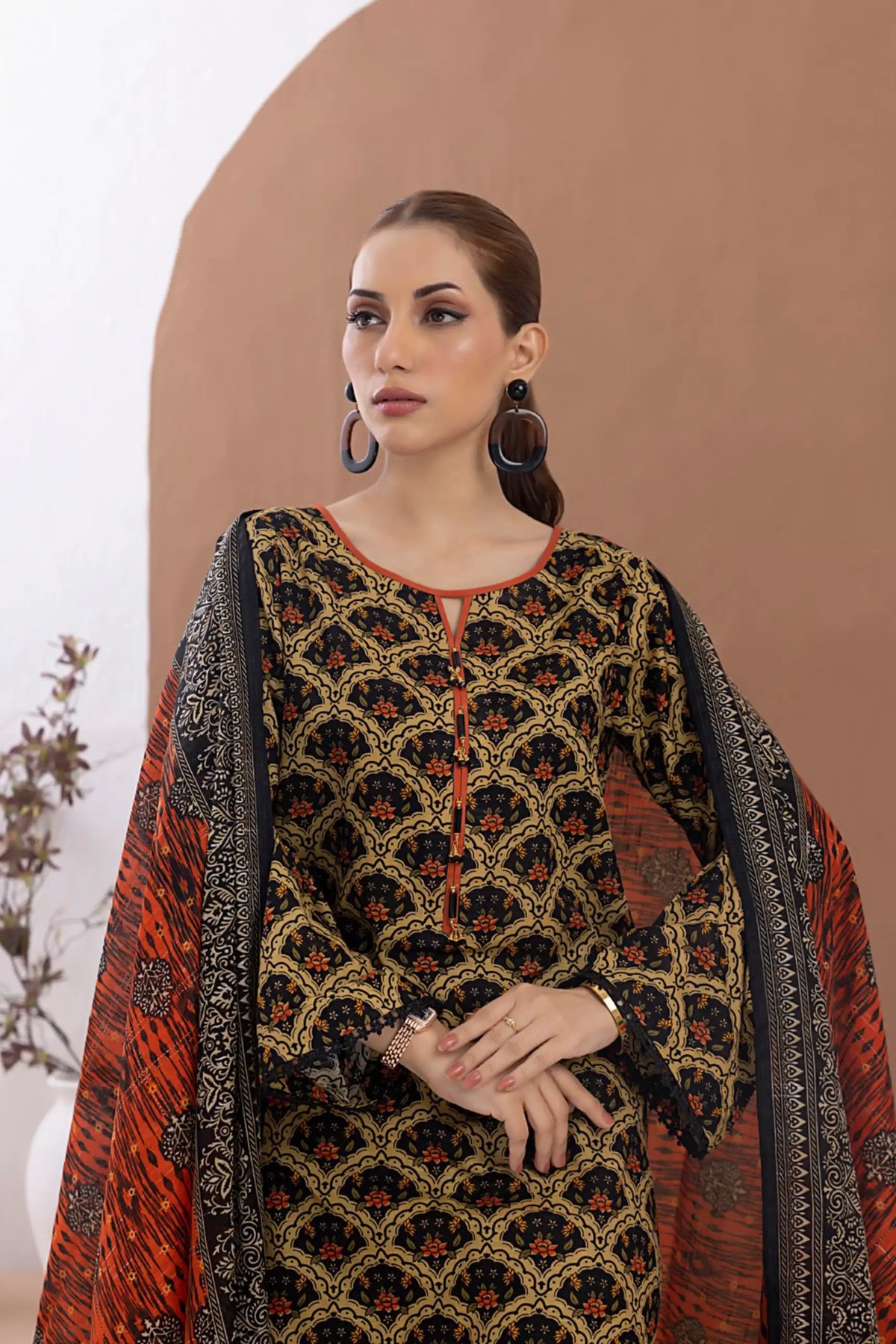 3 Pieces - Regalia Unstitched Black Printed Lawn Suit