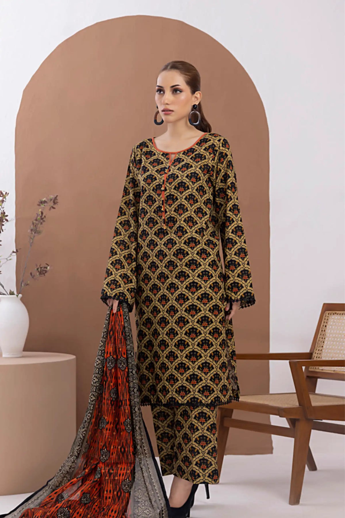 3 Pieces - Regalia Unstitched Black Printed Lawn Suit