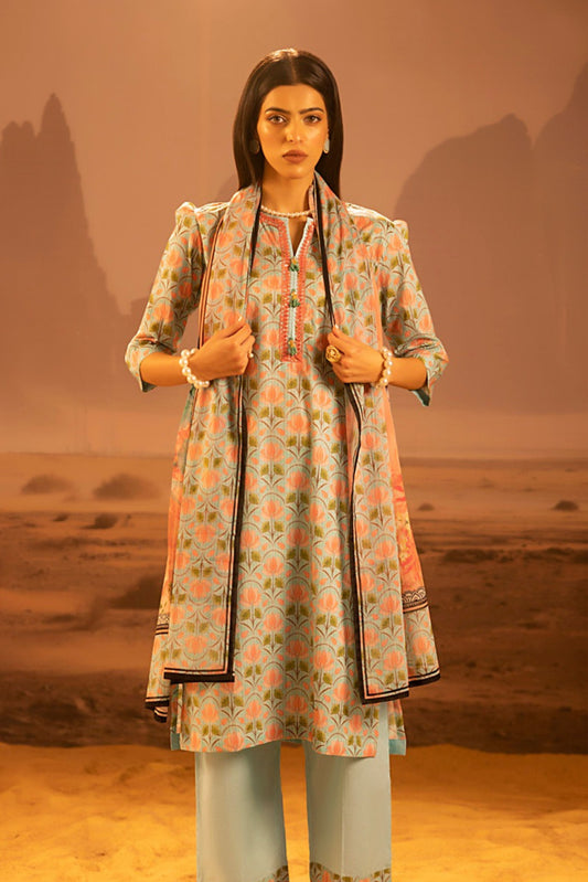 3 Pieces - Regalia Unstitched Pista Mid Summer Cotton Suit