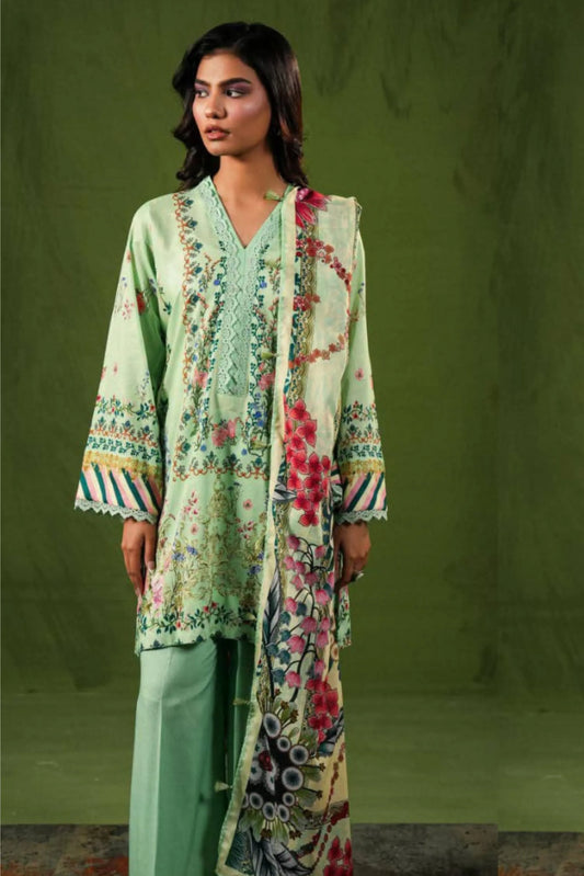 3 Piece: Aangan By Paltar Unstitched Pista Ladies Lawn Suit