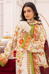 3 Pieces - Raabi Unstitched Off White Print Lawn Suit