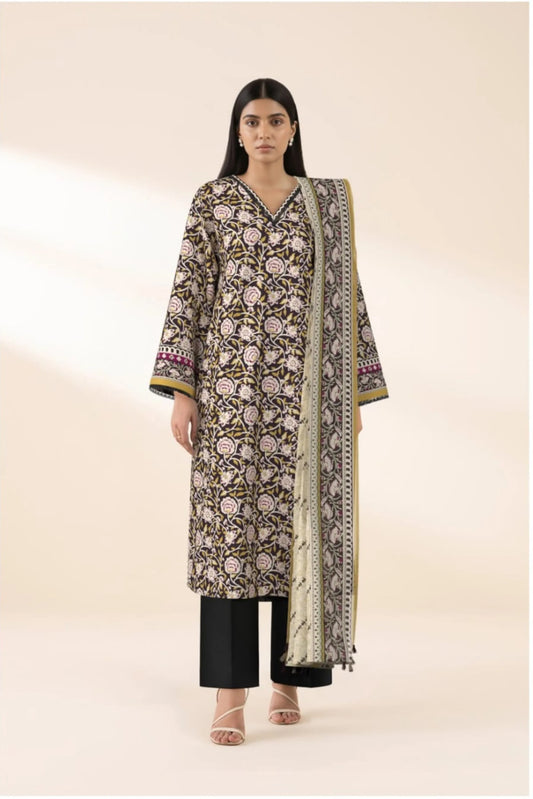 3 Pieces - Sapphire Unstitched Black Ladies Lawn Suit