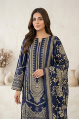 3 Pieces - Marooj Unstitched Navy Blue Transliminor Magic Print Lawn Suit