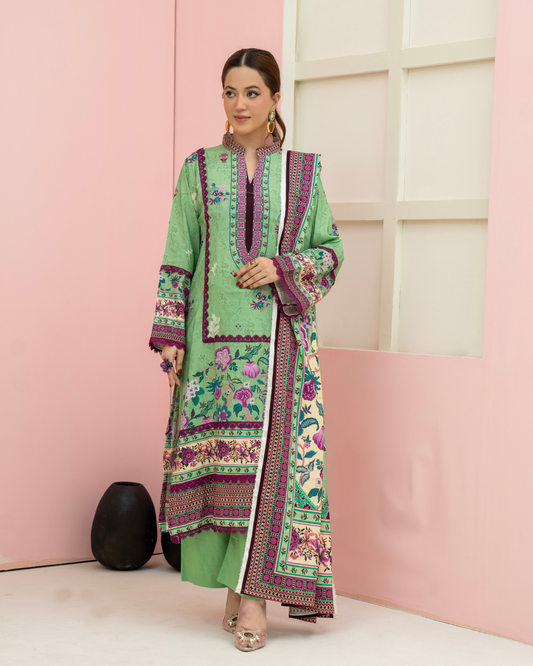 3 Pieces - Marooj Unstitched Light Green BanaDora Linen Suit