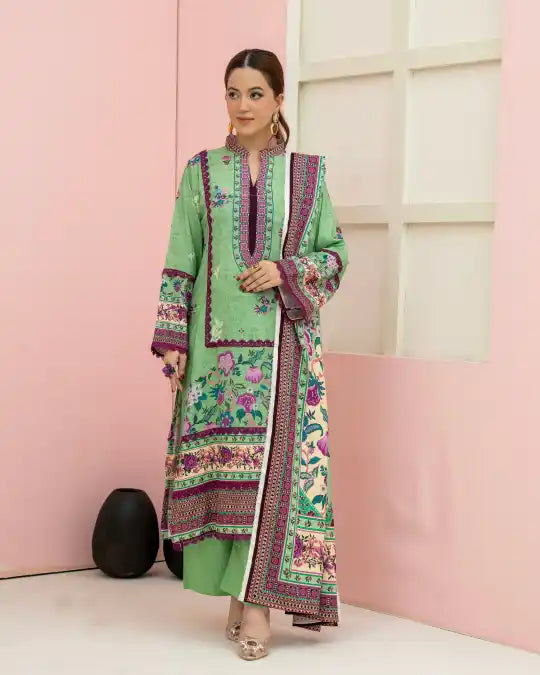 3 Pieces - Marooj Unstitched Light Green BanaDora Linen Suit