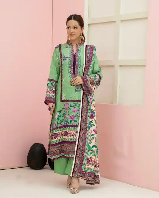 3 Pieces - Marooj Unstitched Light Green BanaDora Linen Suit