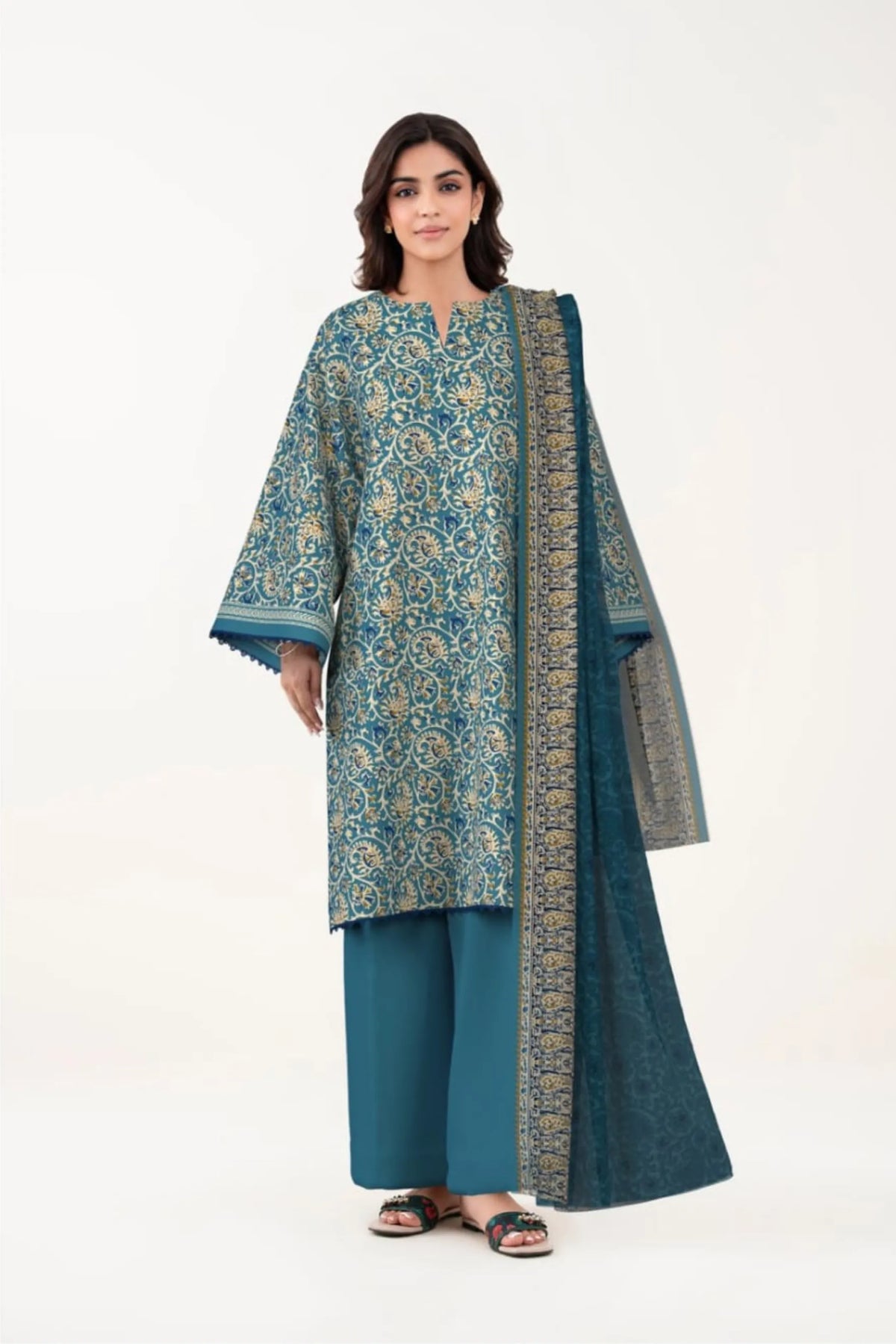 3 Pieces - Sapphire Unstitched Zink Ladies Lawn Suit