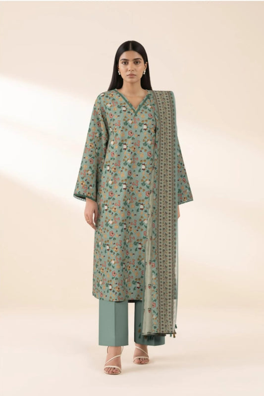 3 Pieces - Sapphire Unstitched Sea Green Ladies Lawn Suit