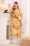 3 Pieces - Raabi Unstitched Yellow Print Lawn Suit