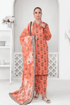 3 Piece - Mahi Unstitched Orange Ladies Print Lawn Suit