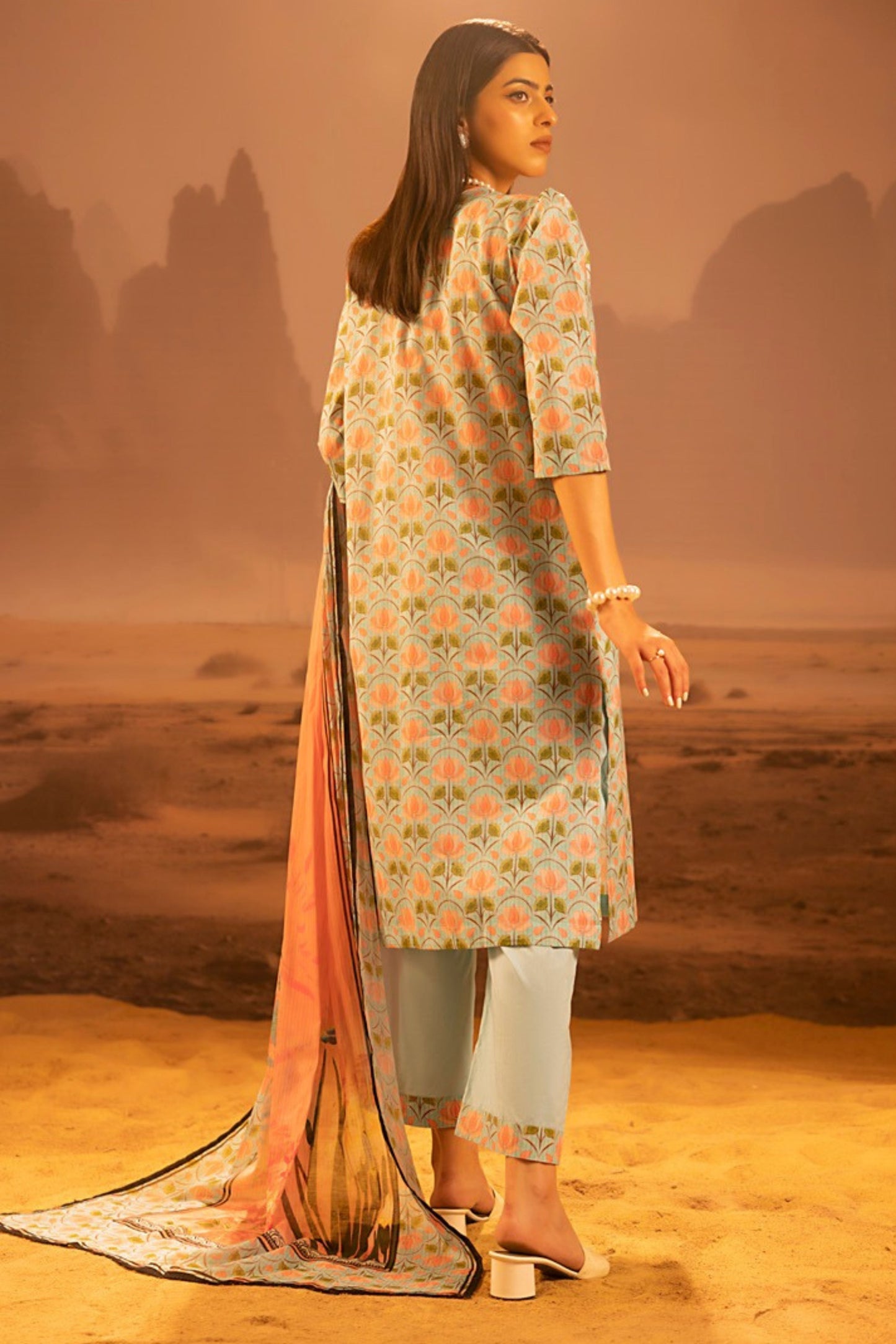 3 Pieces - Regalia Unstitched Pista Mid Summer Cotton Suit