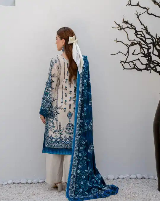 3 Pieces - Marooj Unstitched Off White BanaDora Linen Suit