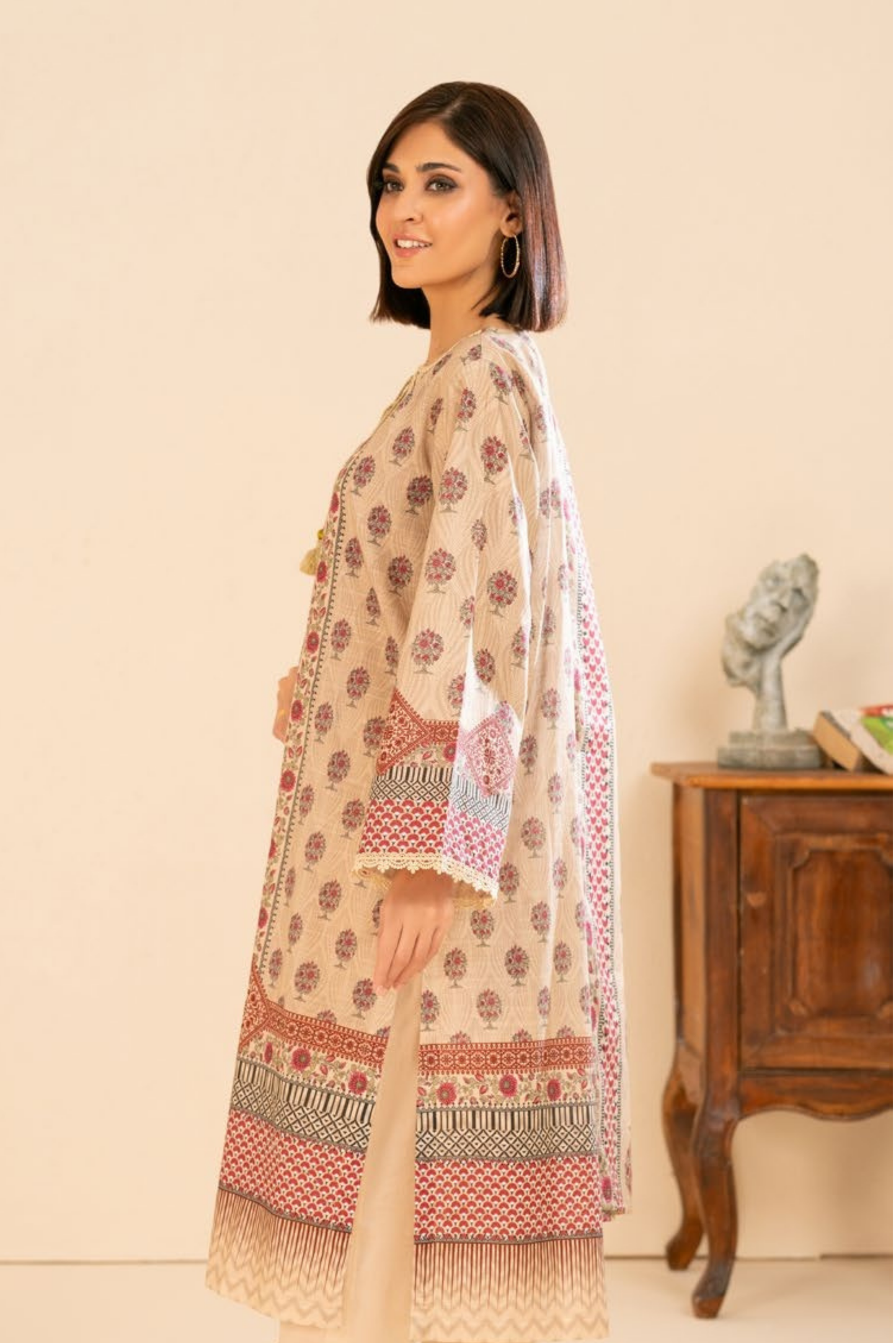 3 Pieces - GulAhmed Unstitched Skin Printed Khaddar Suit