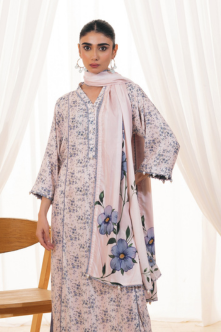 3 Pieces - Regalia Unstitched Baby Pink Doriya Linen Suit