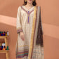 3 Pieces - Regalia Unstitched Off White Fancy Zari Dupatta Printed Shirt Lawn Suit