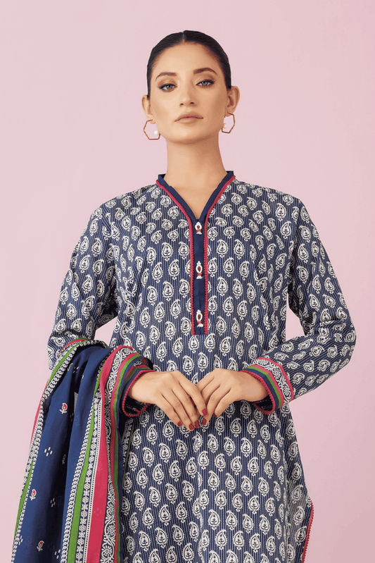 3 Pieces - Orient Unstitched Purple Printed Lawn Suit