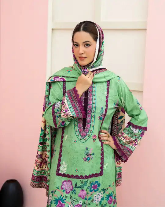 3 Pieces - Marooj Unstitched Light Green BanaDora Linen Suit