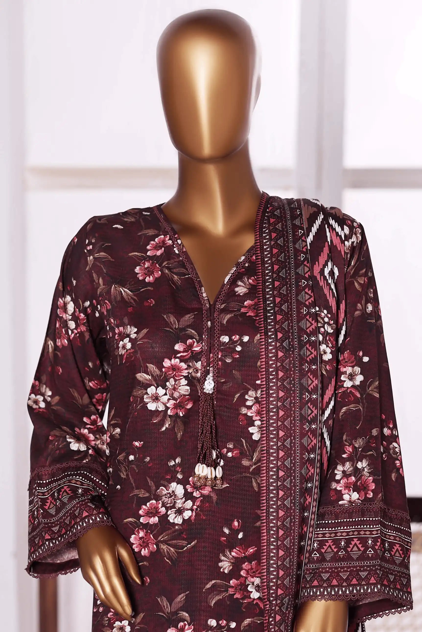 3 Pieces - Riwayat Unstitched Dark Brown Dobby Viscose Suit
