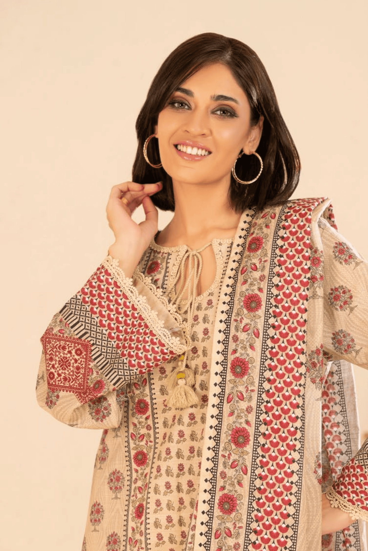 3 Pieces - GulAhmed Unstitched Skin Printed Khaddar Suit