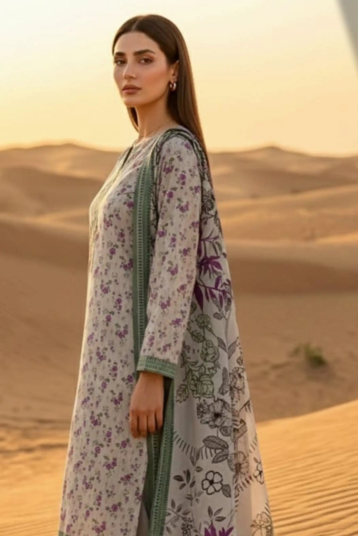 3 Pieces - Janan Unstitched Cream Printed Lawn Suit