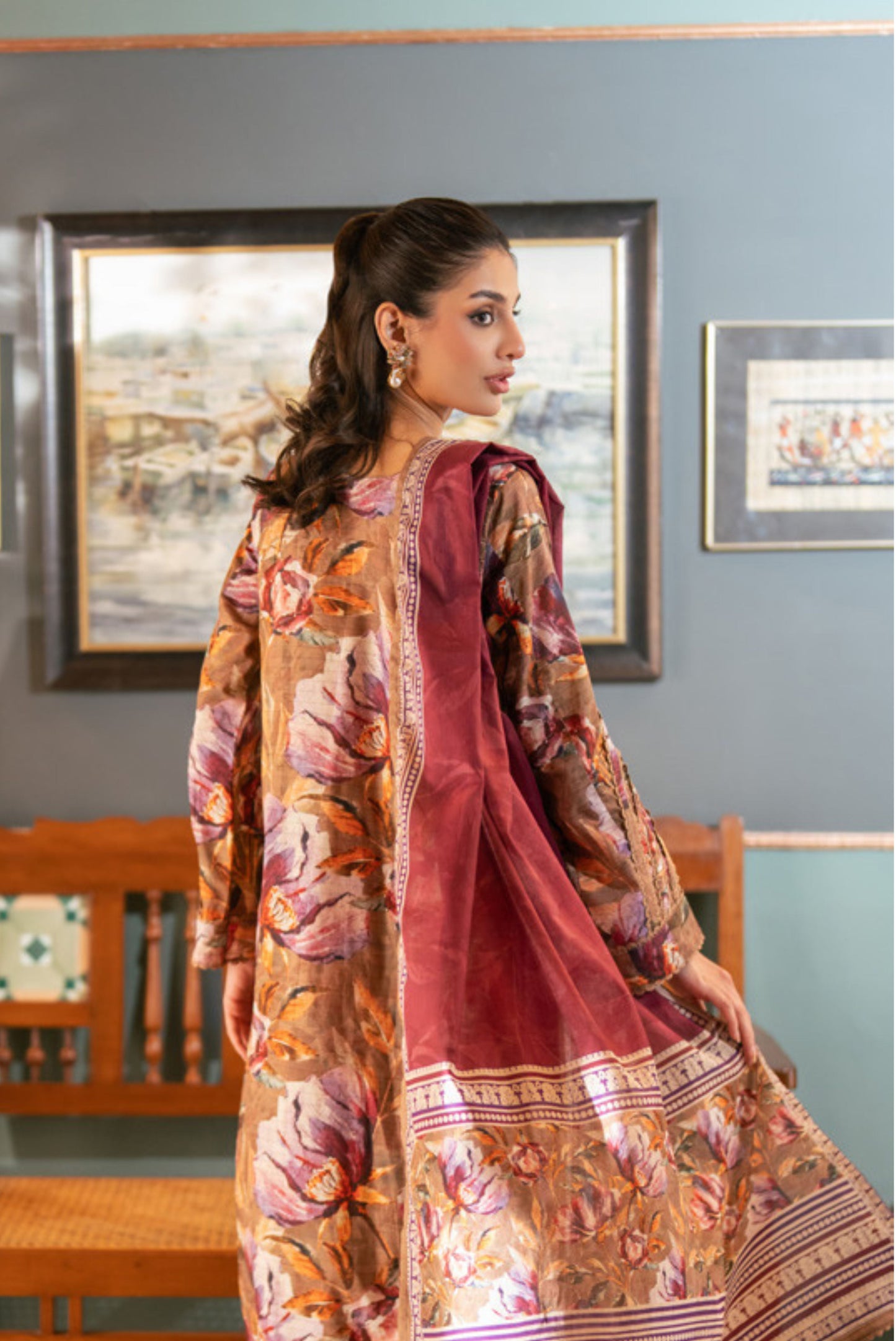 3 Pieces - Regalia Unstitched Choclate Bana Dora Lawn Suit