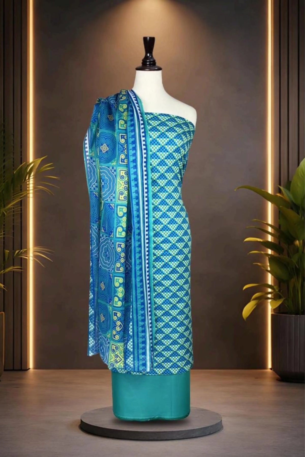 3 Pieces - Rijja By Murashe Unstitched Ferozi Ladies Lawn Suit