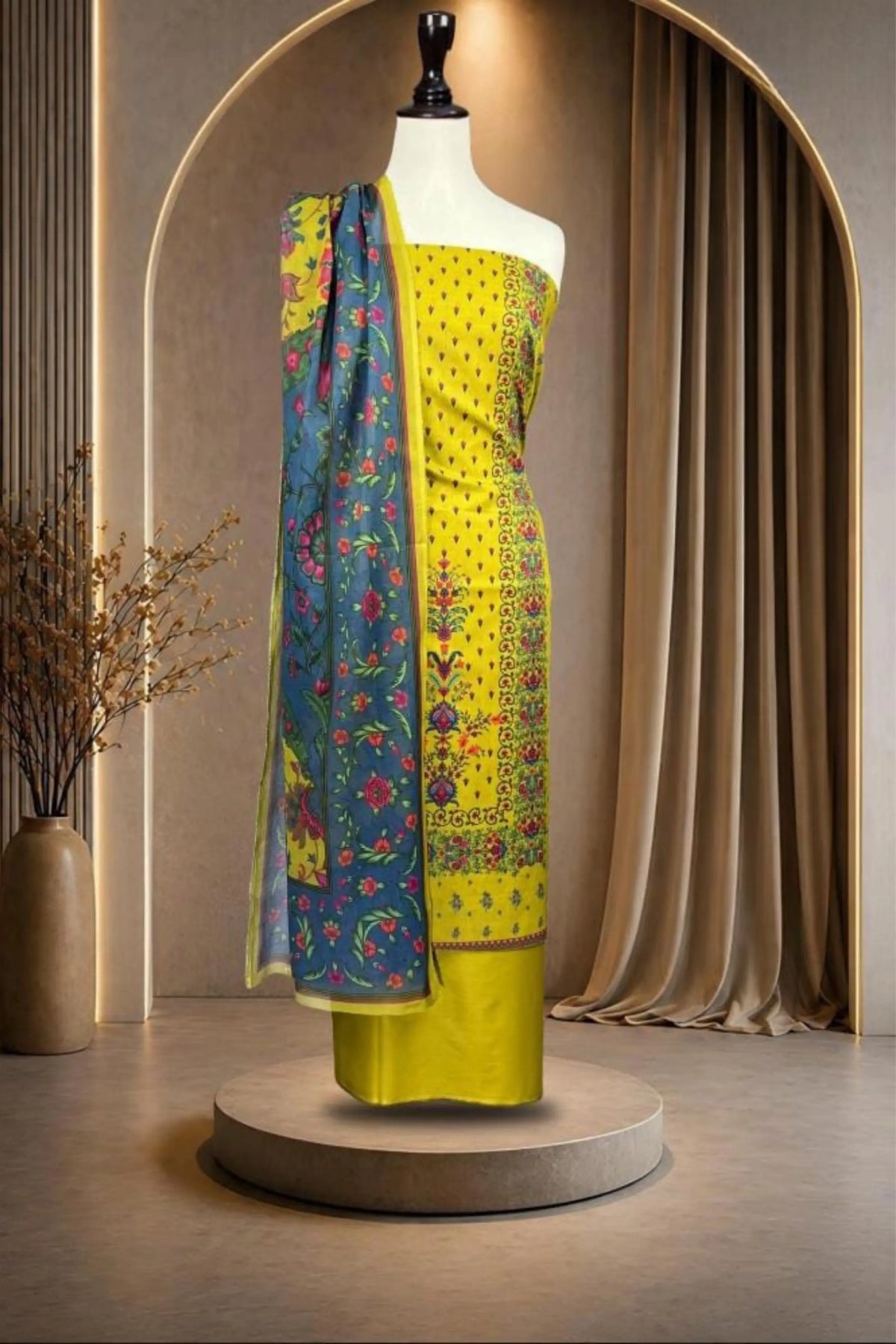 3 Pieces - Rijja By Murashe Unstitched Yellow Ladies Lawn Suit
