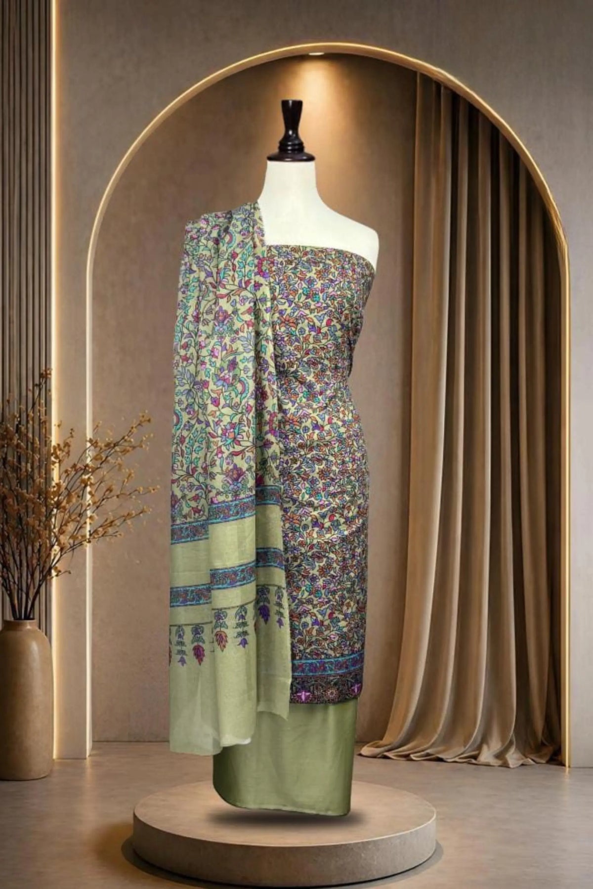 3 Pieces - Rijja By Murashe Unstitched Mehndi Ladies Lawn Suit