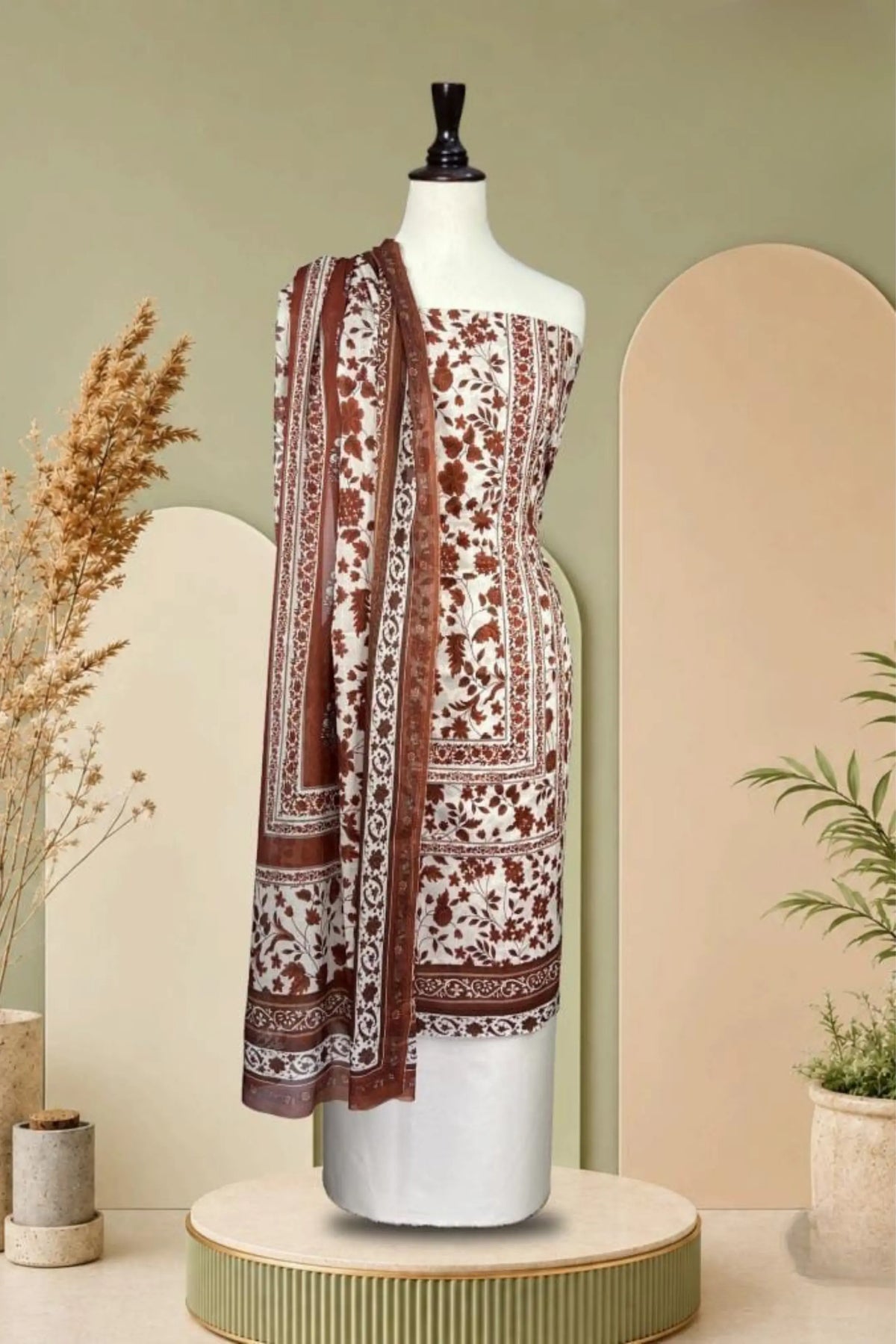 3 Pieces - Rijja By Murashe Unstitched Skin Ladies Lawn Suit