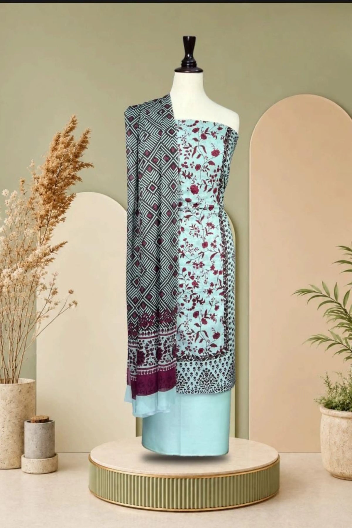 3 Pieces - Rijja By Murashe Unstitched Sky Blue Ladies Lawn Suit