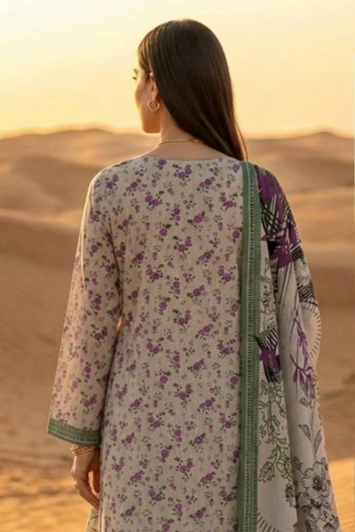3 Pieces - Janan Unstitched Cream Printed Lawn Suit