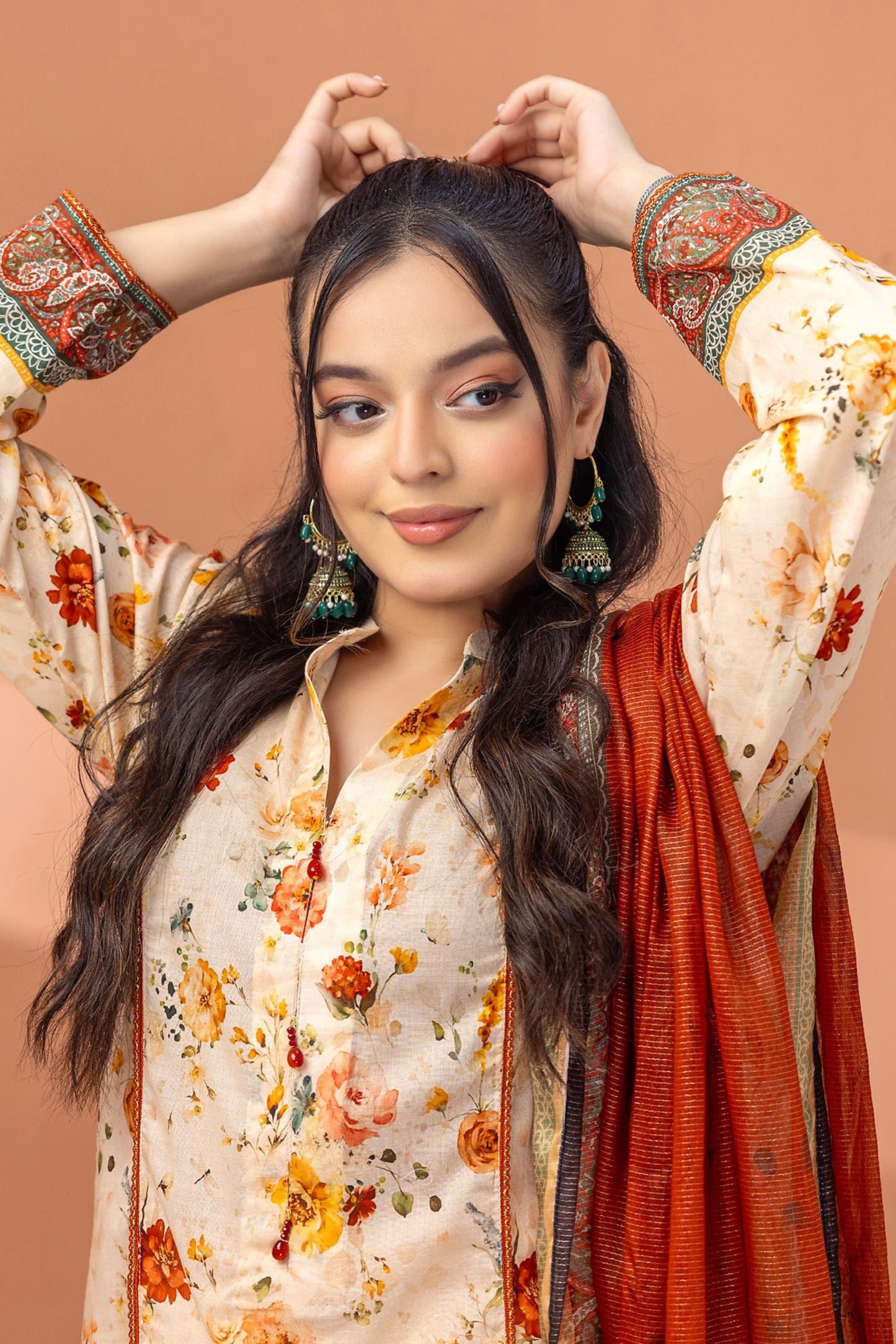 3 Pieces - Regalia Unstitched Skin Fancy Zari Dupatta Printed Shirt Lawn Suit