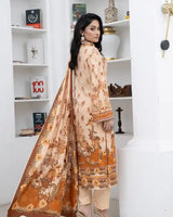 3 Piece - Marooj Unstitched Skin BanaDora Linen Suit