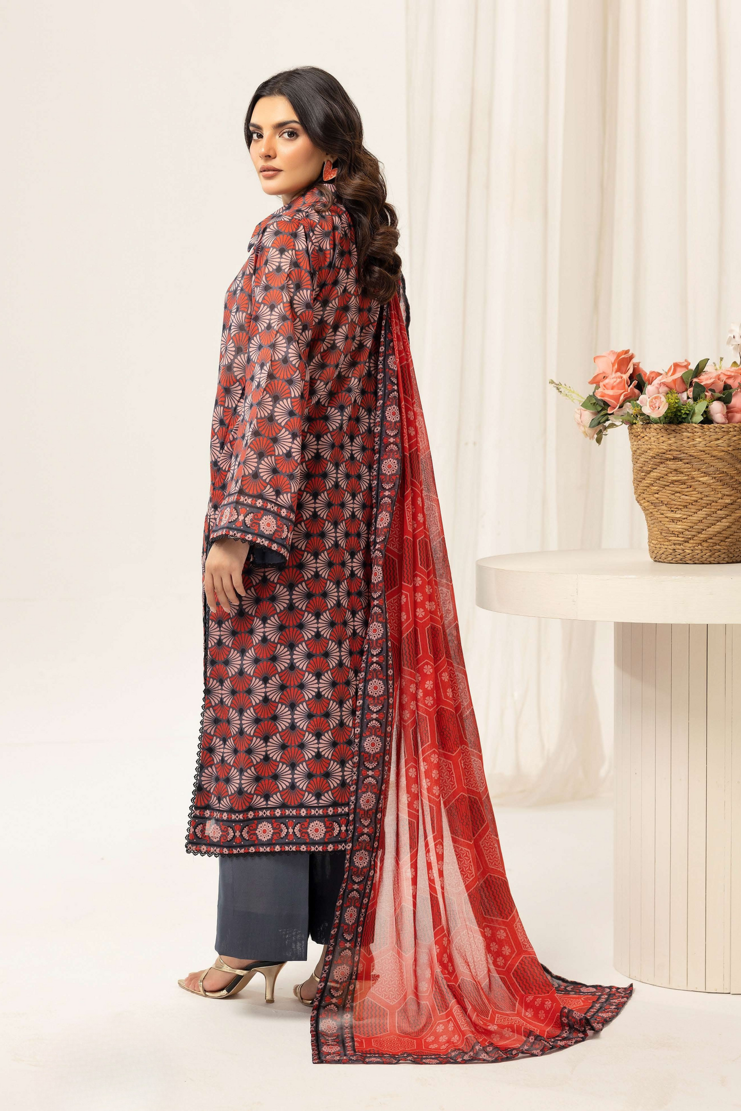 3 Pieces -  Haya By Legends Unstitched Dark Gray Printed Lawn Suit